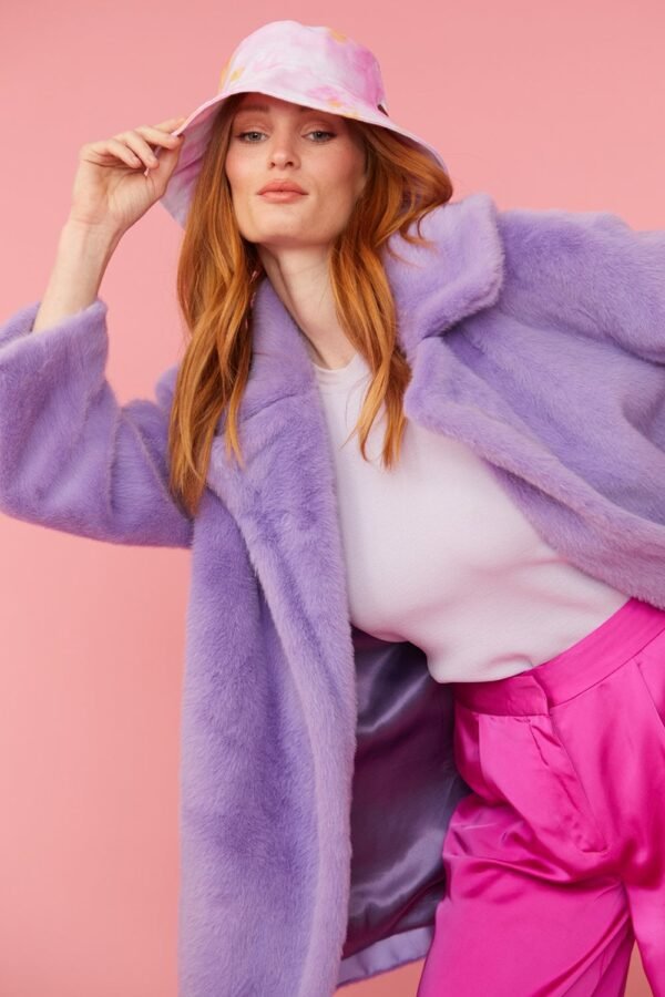Shop Lux Lilac Faux Fur Coat and women's luxury and designer clothes at www.lux-apparel.co.uk