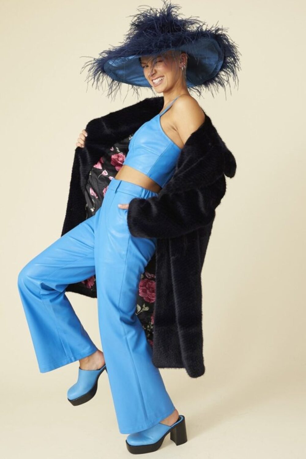 Shop Lux Midnight Blue Bamboo Midi Coat and women's luxury and designer clothes at www.lux-apparel.co.uk