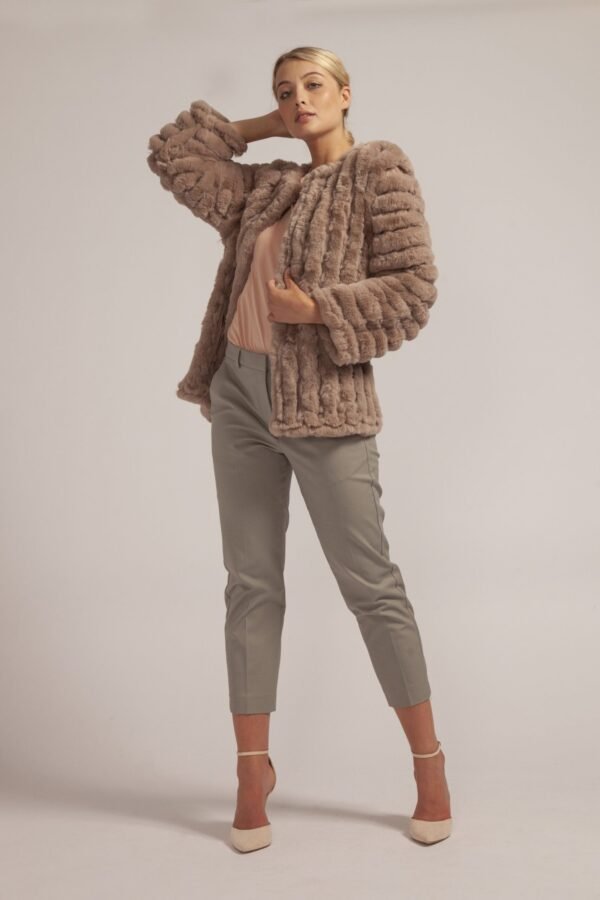 Shop Lux Mocha Faux Fur Faux Suede Coat and women's luxury and designer clothes at www.lux-apparel.co.uk