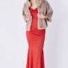 Shop Lux Mocha Faux Fur Jacket With Pearls and women's luxury and designer clothes at www.lux-apparel.co.uk