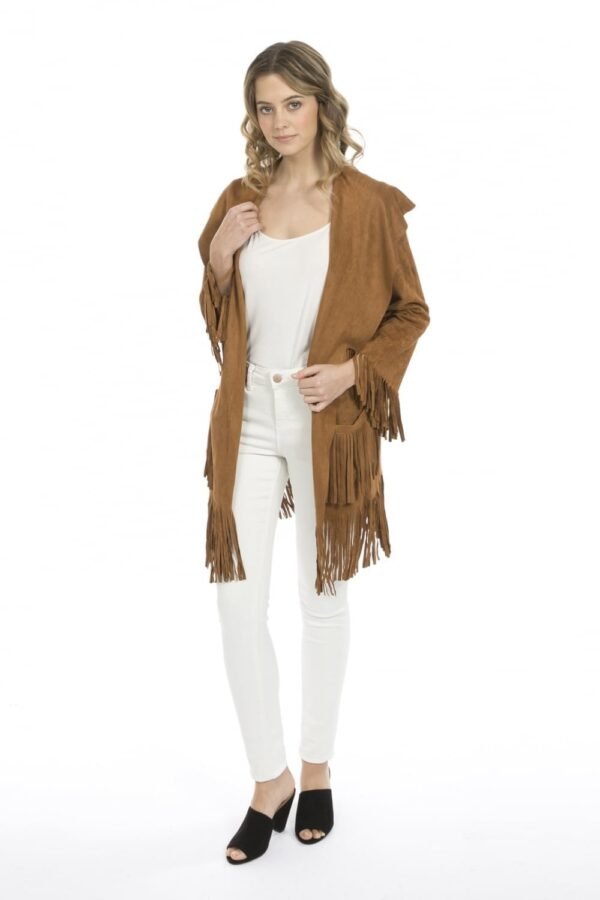 Shop Lux Mocha Faux Suede Jacket and women's luxury and designer clothes at www.lux-apparel.co.uk