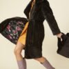 Shop Lux Mocha and Black Bamboo Midi Coat and women's luxury and designer clothes at www.lux-apparel.co.uk