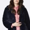 Shop Lux Navy Faux Fur Jacket and women's luxury and designer clothes at www.lux-apparel.co.uk