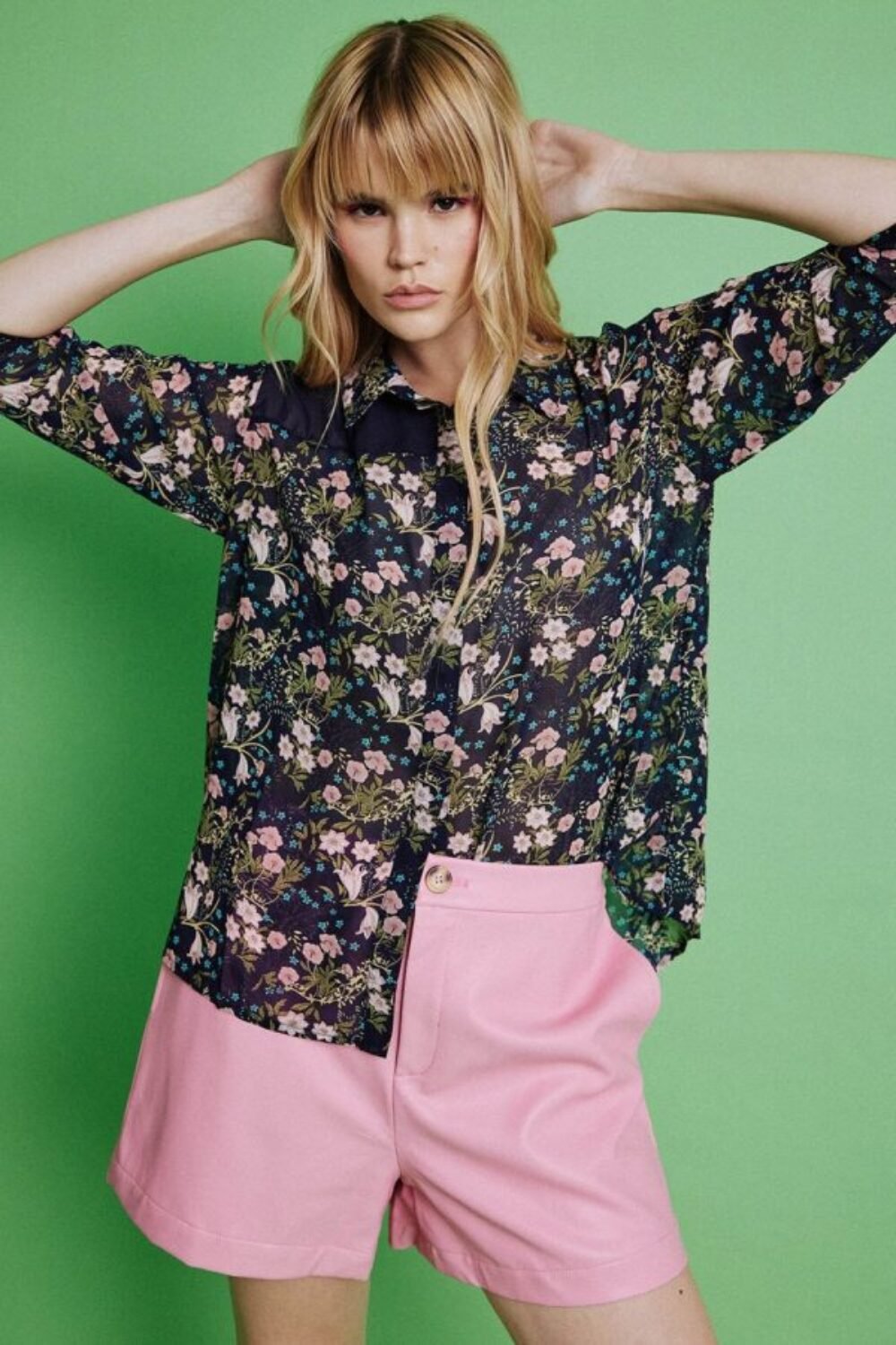 Shop Lux Navy Silk Blend Floral Shirt and women's luxury and designer clothes at www.lux-apparel.co.uk