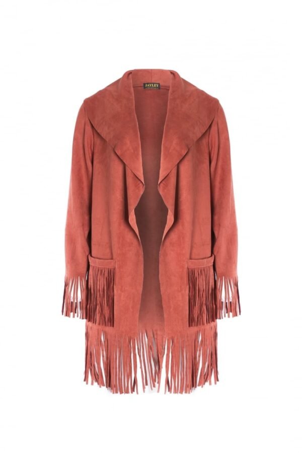 Shop Lux Orange Faux Suede Jacket and women's luxury and designer clothes at www.lux-apparel.co.uk