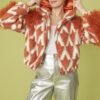 Shop Lux Orange and Cream Shearling Hooded Jacket and women's luxury and designer clothes at www.lux-apparel.co.uk