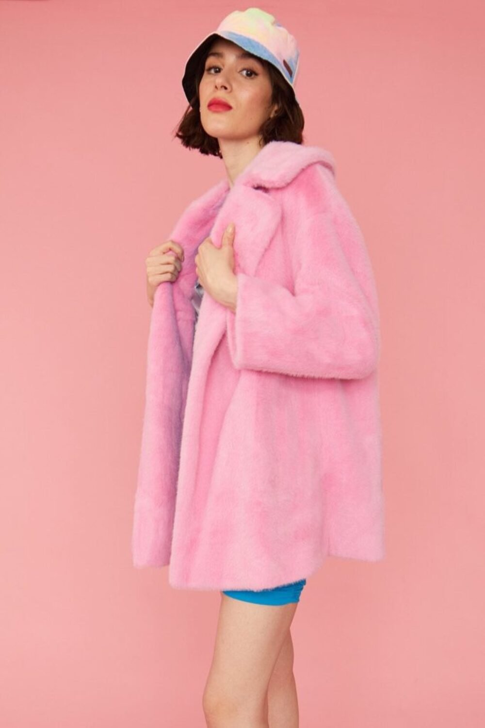 Shop Lux Pink Faux Fur Duchess Midi Coat and women's luxury and designer clothes at www.lux-apparel.co.uk