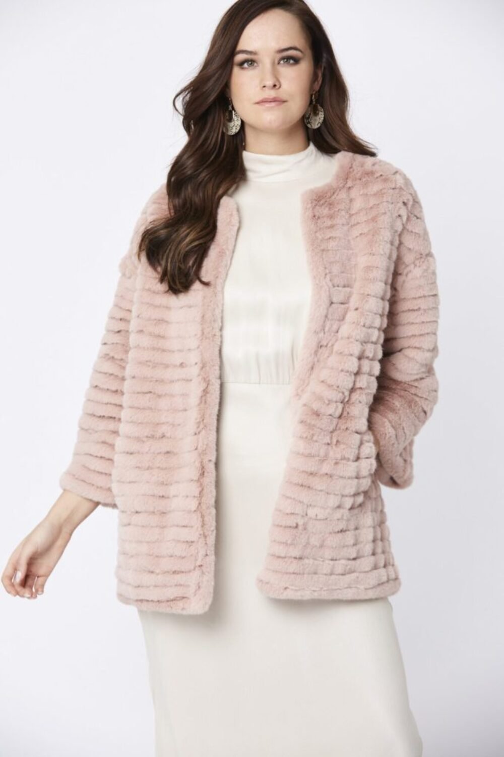 Shop Lux Pink Faux Fur Over-Sized Coat and women's luxury and designer clothes at www.lux-apparel.co.uk