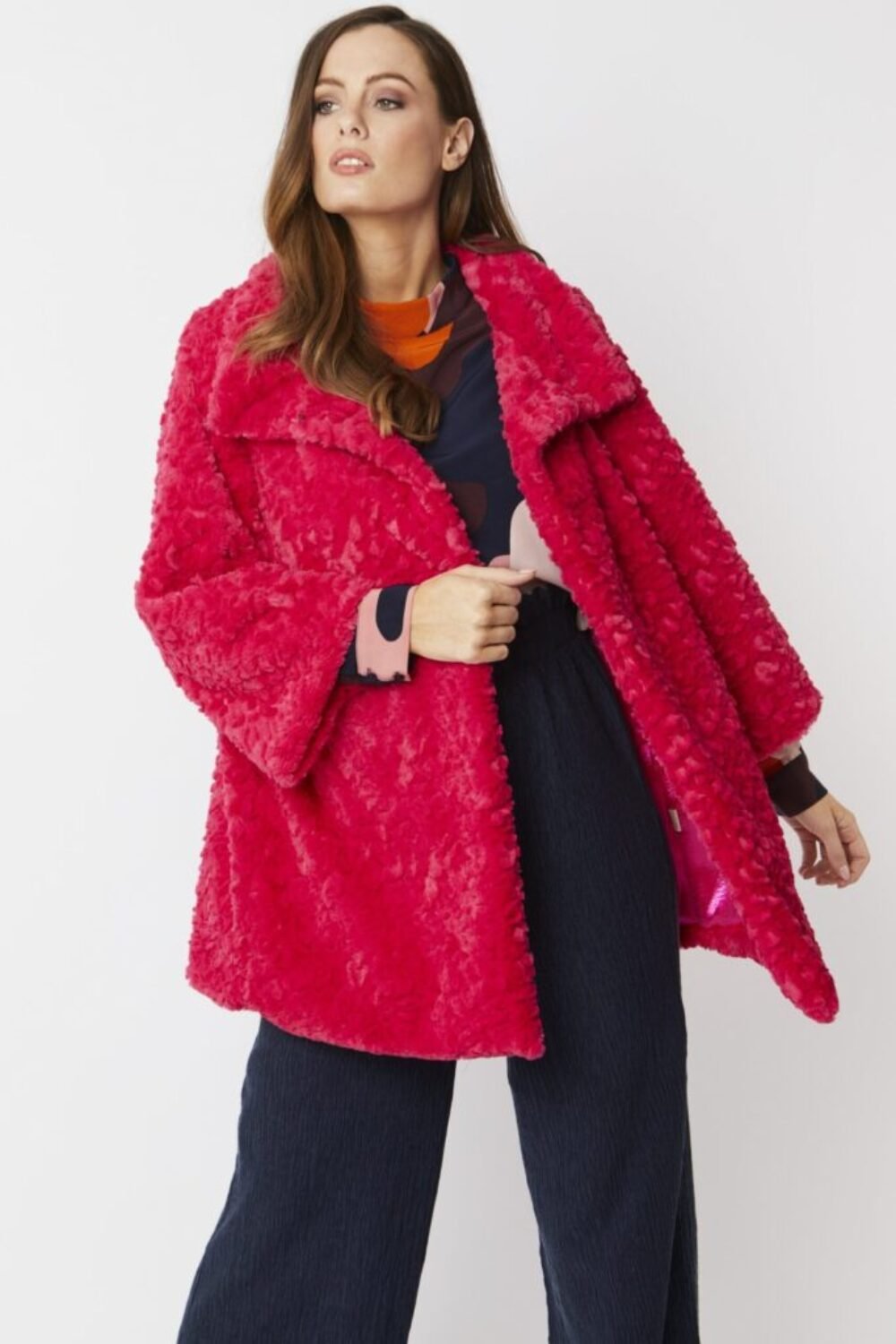 Shop Lux Pink Faux Fur Teddy Coat and women's luxury and designer clothes at www.lux-apparel.co.uk