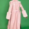 Shop Lux Pink Faux Leather Jacket With Detachable Faux Fur Cuffs & Collar and women's luxury and designer clothes at www.lux-apparel.co.uk