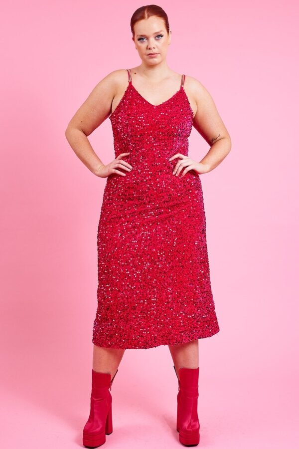 Shop Lux Pink Maxi Sequin Cami Dress and women's luxury and designer clothes at www.lux-apparel.co.uk