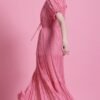 Shop Lux Pink Silk Blend Maxi Ruffle Dress and women's luxury and designer clothes at www.lux-apparel.co.uk