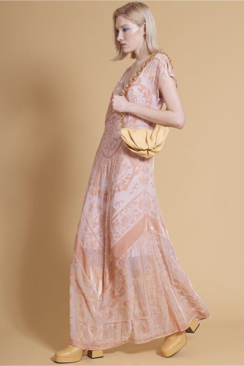 Shop Lux Pink Silk Devore Dress and women's luxury and designer clothes at www.lux-apparel.co.uk