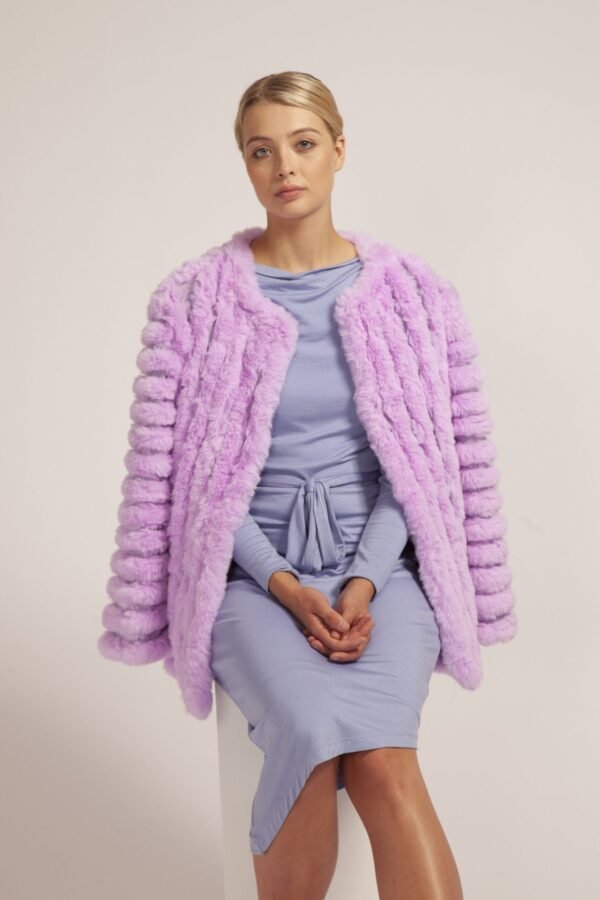 Shop Lux Purple Faux Fur Faux Suede Coat and women's luxury and designer clothes at www.lux-apparel.co.uk