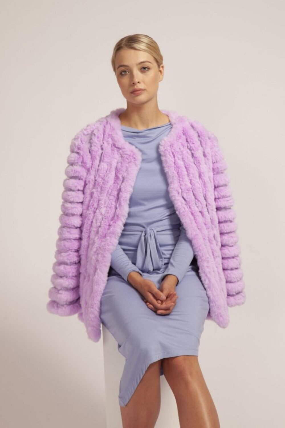 Shop Lux Purple Faux Fur Faux Suede Coat and women's luxury and designer clothes at www.lux-apparel.co.uk