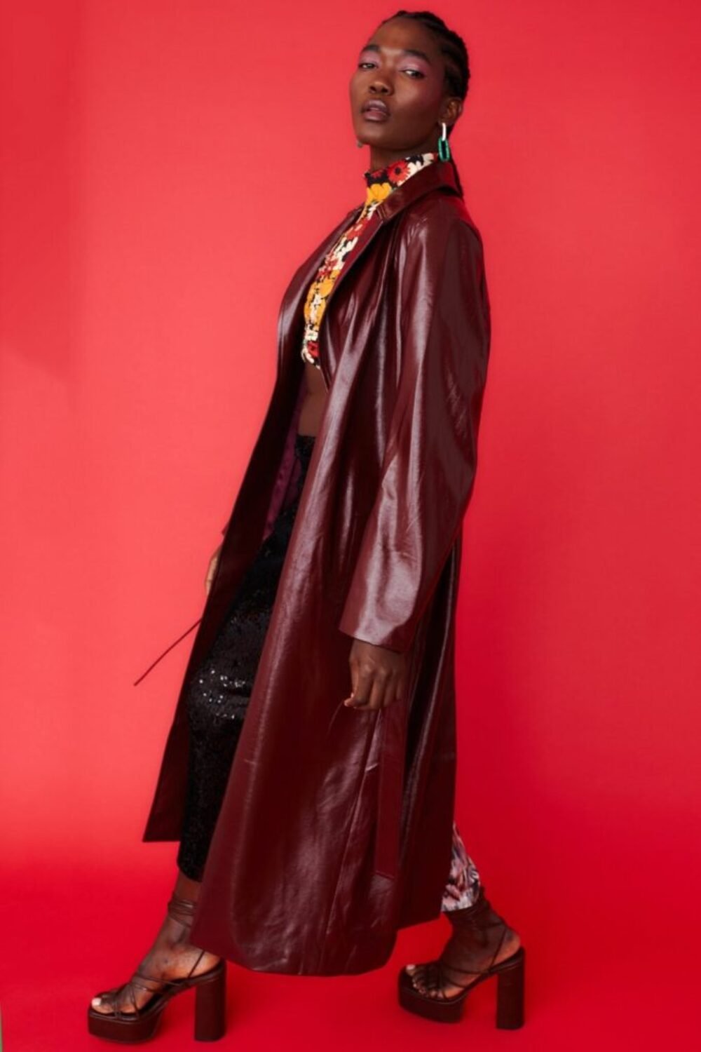 Shop Lux Red Oversized Trench Coat and women's luxury and designer clothes at www.lux-apparel.co.uk