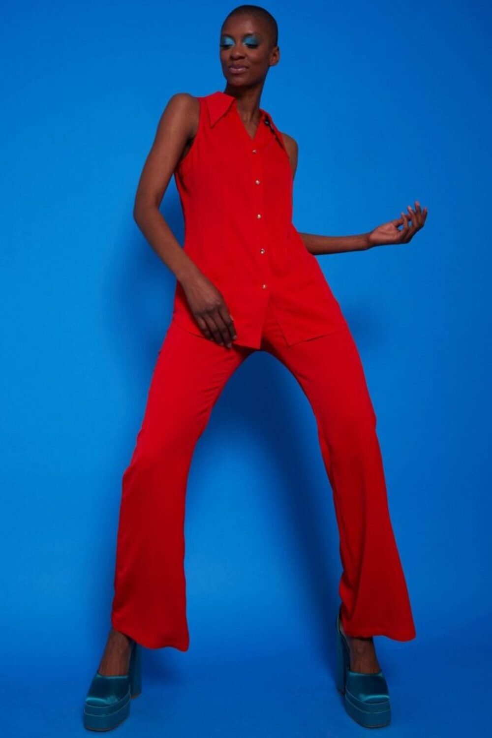 Shop Lux Red Silk Blend Sleeveless Blouse and women's luxury and designer clothes at www.lux-apparel.co.uk