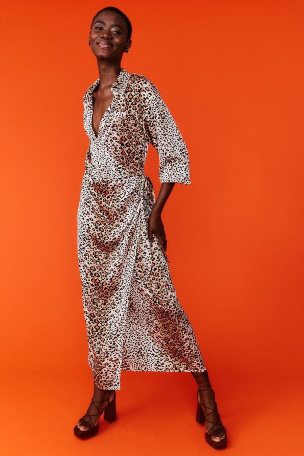 Shop Lux Silk Blend Animal Print Wrap Maxi Dress and women's luxury and designer clothes at www.lux-apparel.co.uk