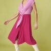 Shop Lux Silk Blend Pink Two Tone Dress and women's luxury and designer clothes at www.lux-apparel.co.uk