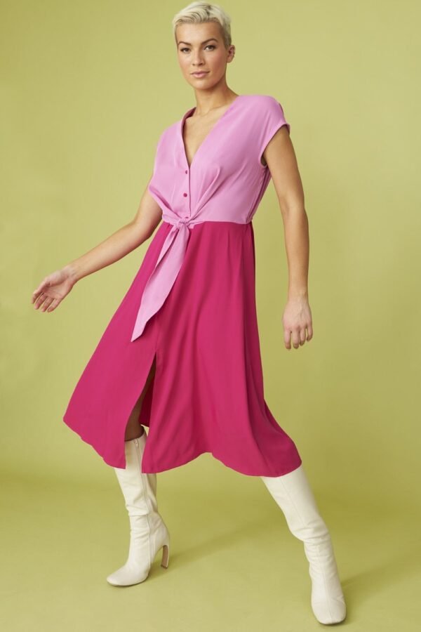 Shop Lux Silk Blend Pink Two Tone Dress and women's luxury and designer clothes at www.lux-apparel.co.uk