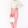Shop Lux Sustainable Rose Petal Blouse with Spots in baby blue and women's luxury and designer clothes at www.lux-apparel.co.uk