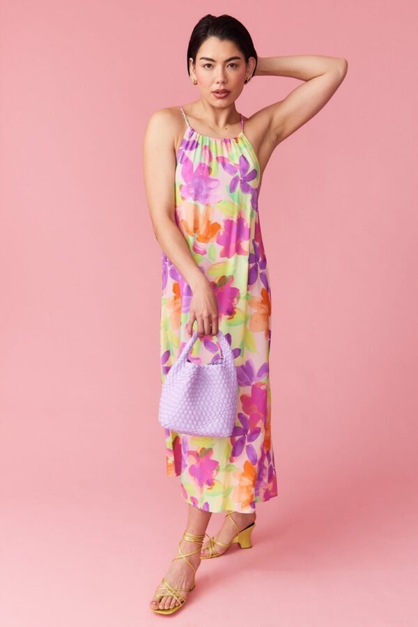 Shop Lux Sustainable Rose Petal Maxi Dress and women's luxury and designer clothes at www.lux-apparel.co.uk