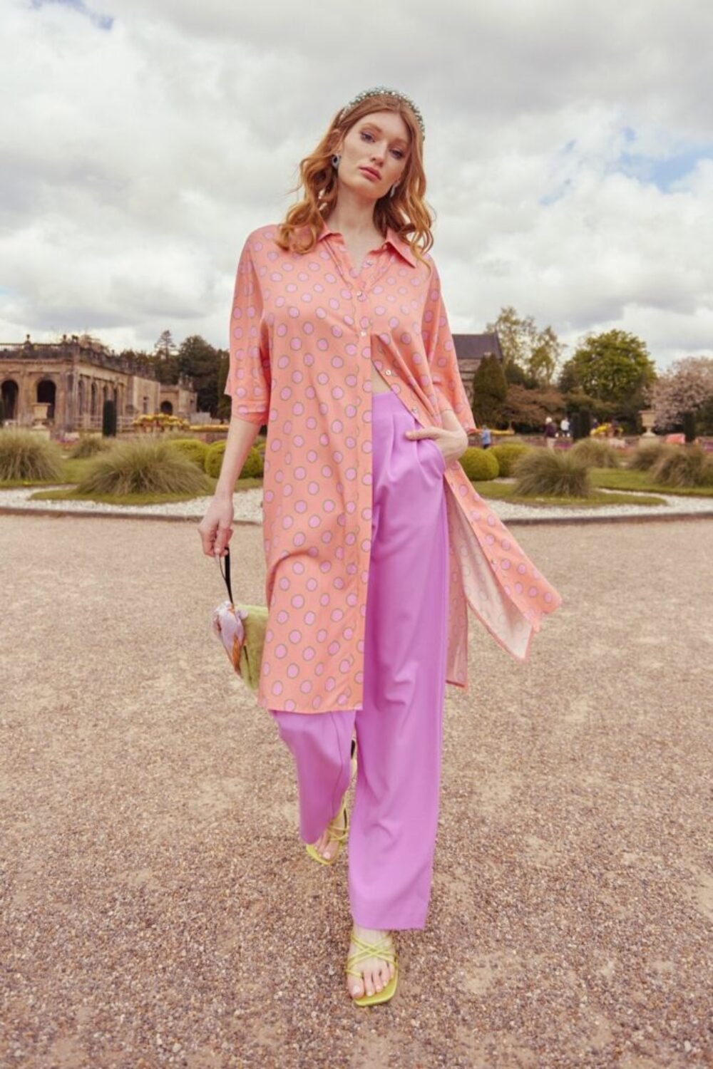 Shop Lux Sustainable Rose Petal Polka Dot Shirt Dress and women's luxury and designer clothes at www.lux-apparel.co.uk