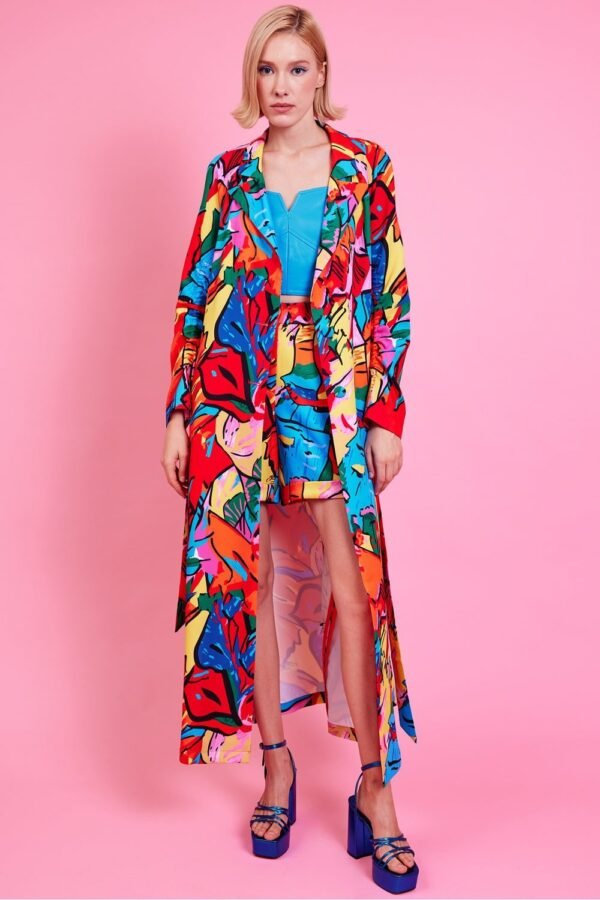 Shop Lux Tencel Blend Digital Print Trench Coat and women's luxury and designer clothes at www.lux-apparel.co.uk