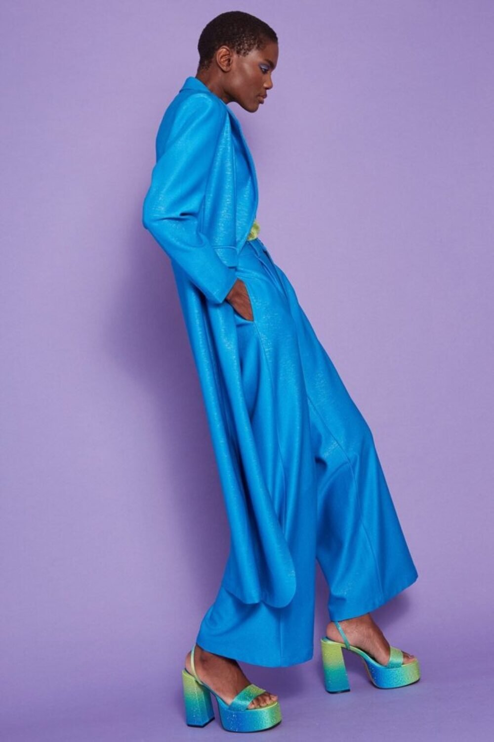 Shop Lux Tencel Blue Trench Coat and women's luxury and designer clothes at www.lux-apparel.co.uk