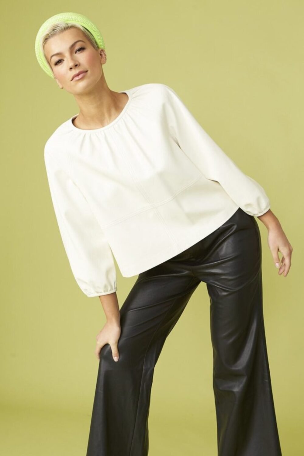 Shop Lux White Eco Leather Swing Top and women's luxury and designer clothes at www.lux-apparel.co.uk