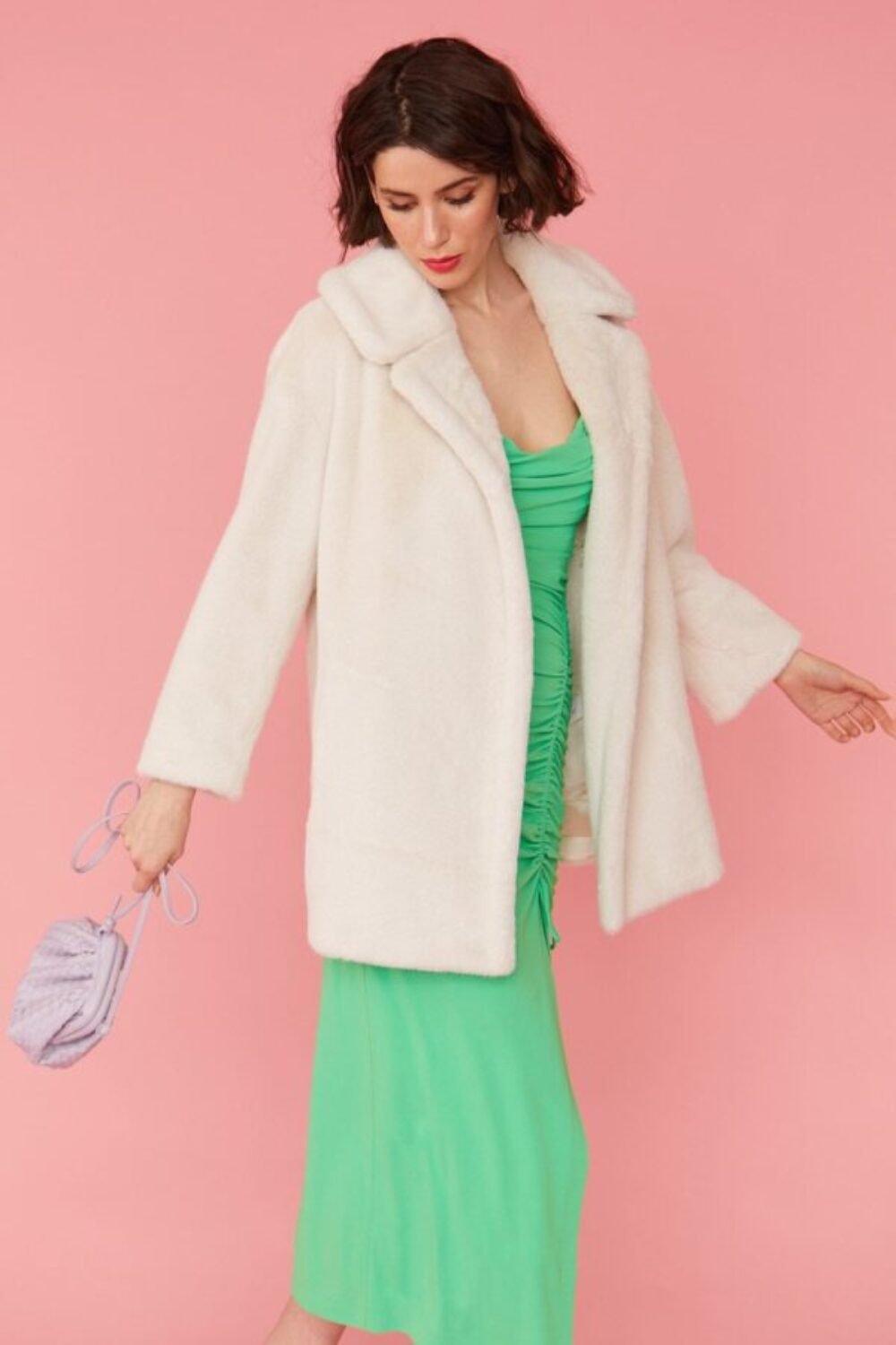 Shop Lux White Faux Fur Duchess Midi Coat and women's luxury and designer clothes at www.lux-apparel.co.uk