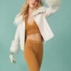 Shop Lux White Faux Leather Biker Jacket with Mongolian fur Cuffs and Collar and women's luxury and designer clothes at www.lux-apparel.co.uk