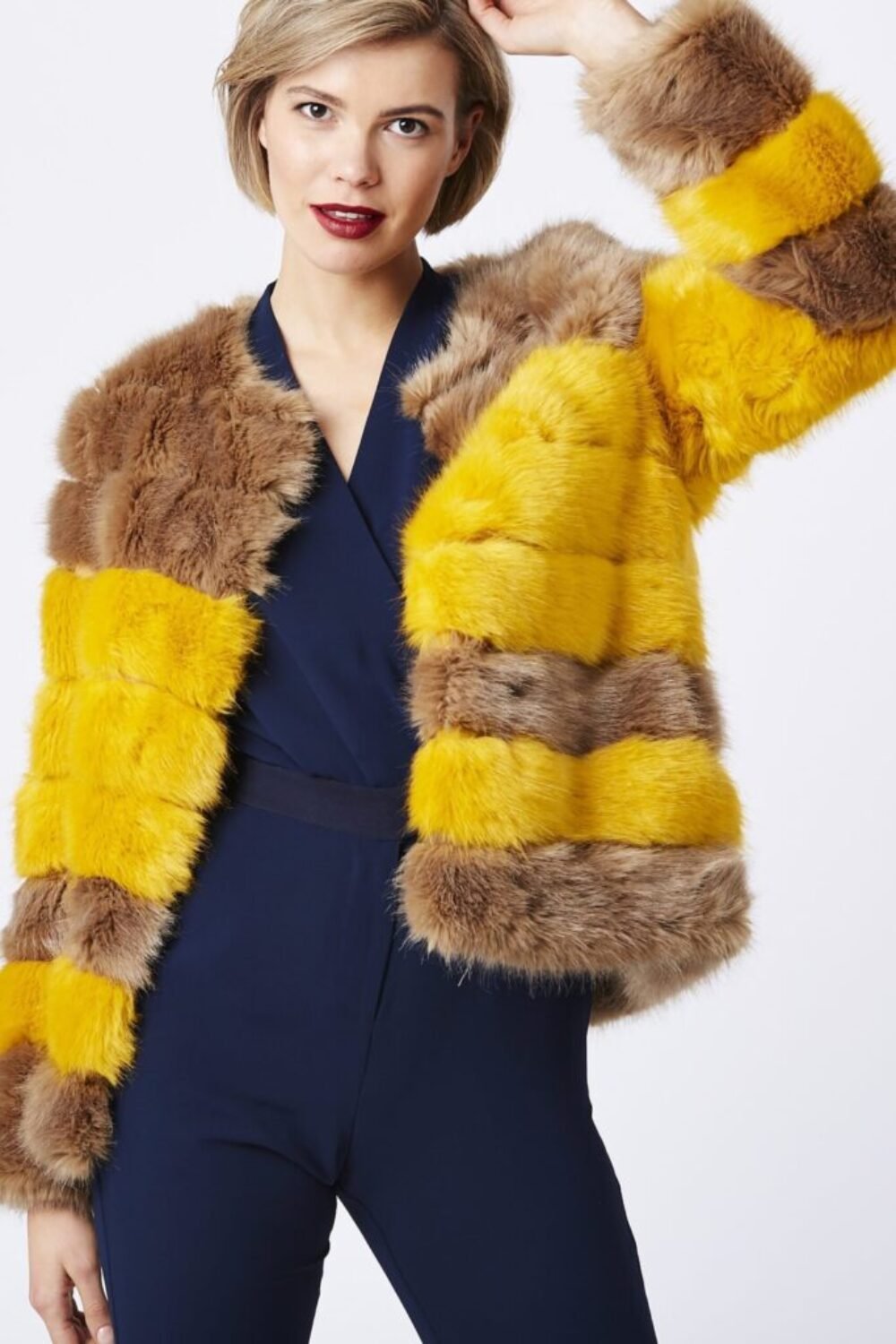 Shop Lux Yellow Emma Coat and women's luxury and designer clothes at www.lux-apparel.co.uk