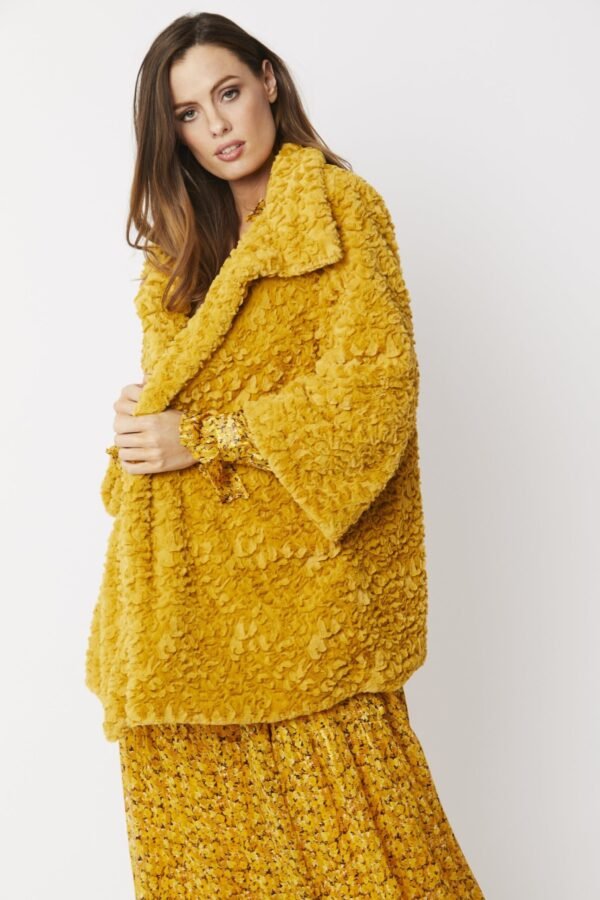 Shop Lux Yellow Faux Fur Teddy Coat and women's luxury and designer clothes at www.lux-apparel.co.uk