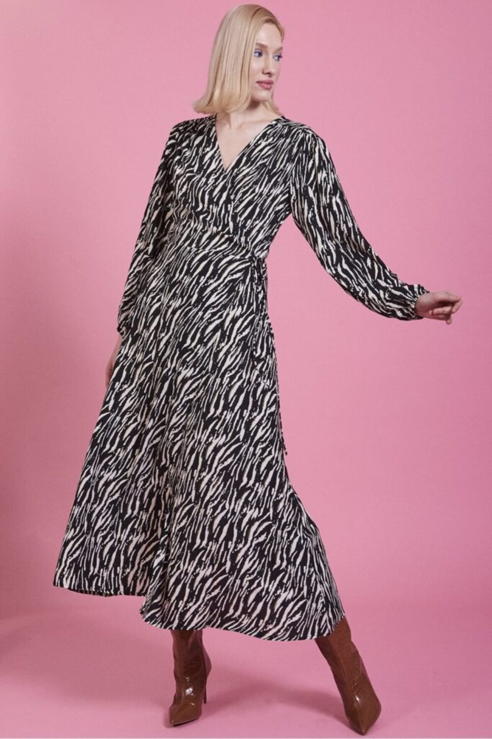 Shop Lux Zebra Print Belted Maxi Dress and women's luxury and designer clothes at www.lux-apparel.co.uk