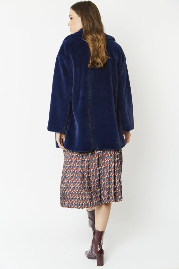 Shop Luxury Navy Faux Fur Midi Coat at www.lux-apparel.co.uk