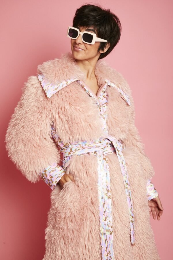 Shop-Pink-Knitted-Bamboo-and-Mongolian-Coat-at-www.lux-apparel.co.uk