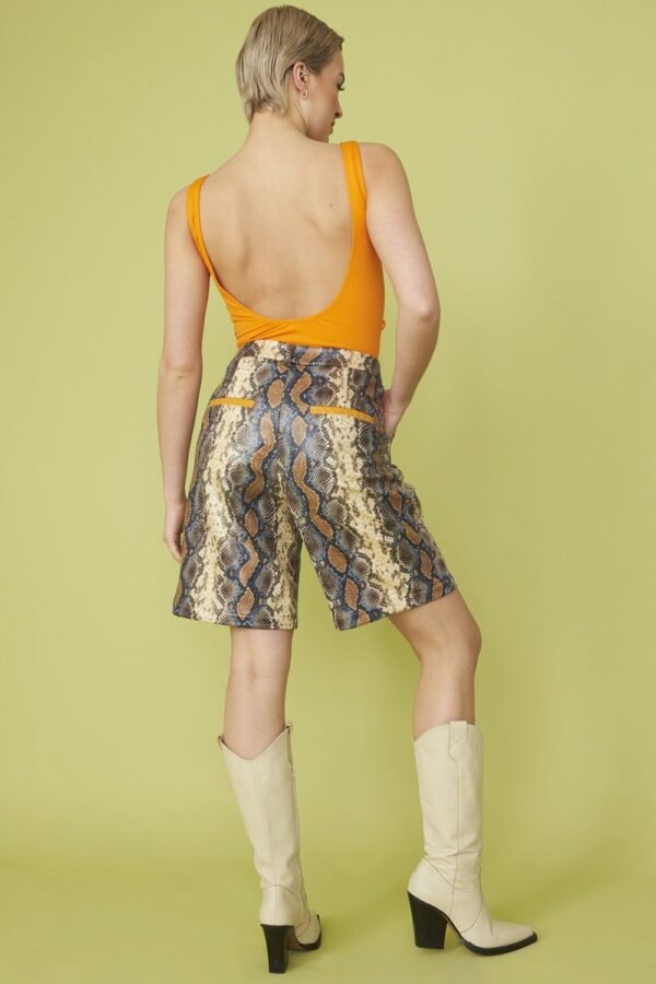 Shop Lux Banana Peel Eco Leather Mixed Print Shorts at www.lux-apparel.co.uk