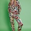 Shop Floral Silk Blend Botanical Hibiscus Print Trousers and women's luxury and designer clothes at www.lux-apparel.co.uk