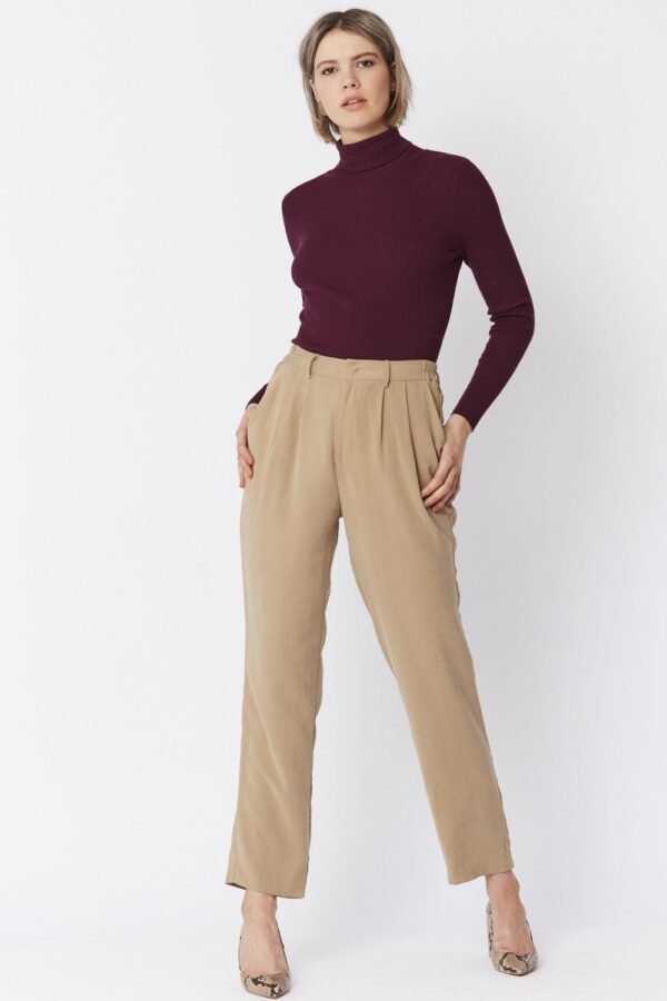 Shop Mocha Silk Blend Trousers and women's luxury and designer clothes at www.lux-apparel.co.uk