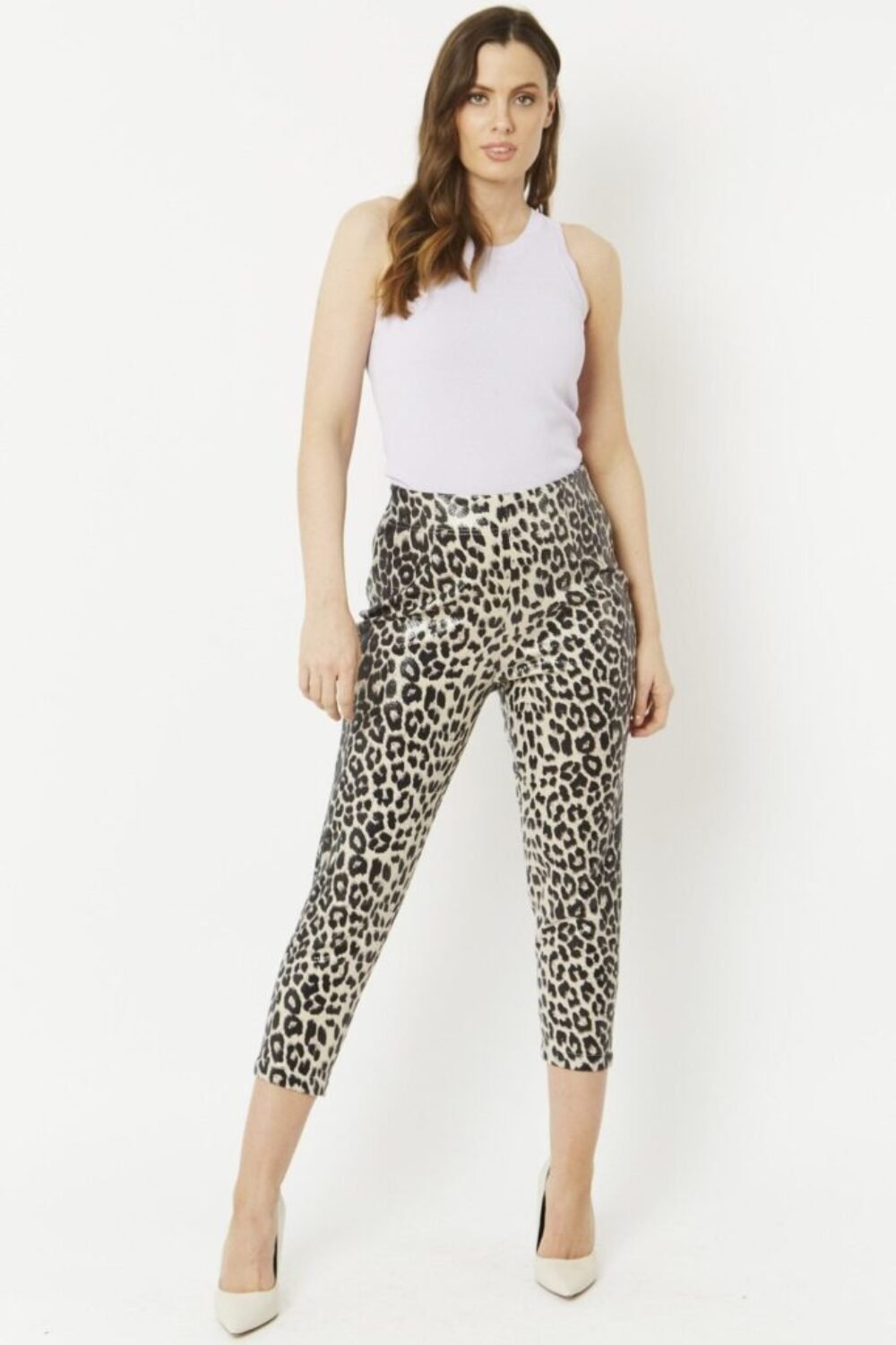 Shop Mono Leopard Leopard Print Faux Suede Trousers and women's luxury and designer clothes at www.lux-apparel.co.uk