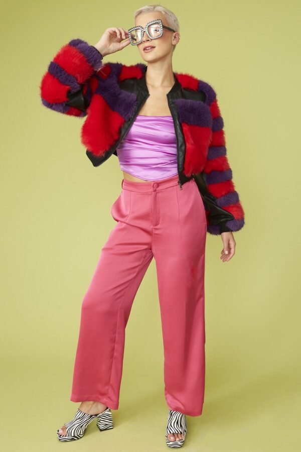 Shop Pink Wide Leg Trousers and women's luxury and designer clothes at www.lux-apparel.co.uk